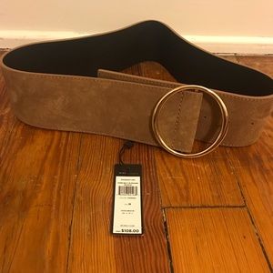 BCBG Wide, brown suede belt, size medium.
